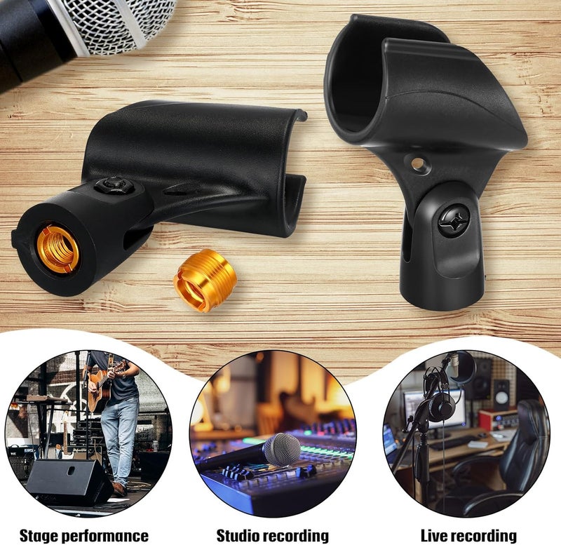 Copkim 10 Pcs Microphone Clip Holder with 10 Pcs Nut Adapter, Adapter Fits 5/8 to 3/8 Suitable for Performance, Demonstration, Podcasting, Recording - Image 3